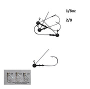 Vike 1/8 oz Weedless Round Jig Head with a Size 2/0 Hook Tungsten, 3 pack-1