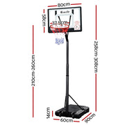 Everfit 2.6M Basketball Hoop Stand System Adjustable Portable Pro Kids Clear-1