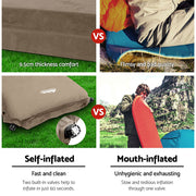 Weisshorn Self Inflating Mattress Camping Sleeping Mat Air Bed Single Coffee-4
