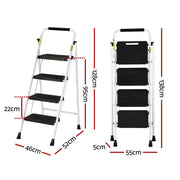 Giantz 4 Step Ladder Multi-Purpose Folding Steel Light Weight Platform-1