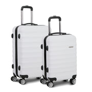 Wanderlite 2Set 20-28 Inch Luggage with TSA Lock Spinner Travel Suitcase Carry On Hard Shell Luggage Case White-2