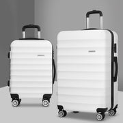 Wanderlite 2Set 20-28 Inch Luggage with TSA Lock Spinner Travel Suitcase Carry On Hard Shell Luggage Case White-0