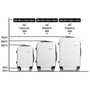 Wanderlite 3Set 20-24-28 Inch Luggage with TSA Lock Spinner Travel Suitcase Carry On Hard Shell Luggage Case White-1