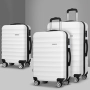 Wanderlite 3Set 20-24-28 Inch Luggage with TSA Lock Spinner Travel Suitcase Carry On Hard Shell Luggage Case White-0