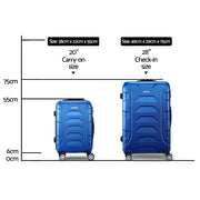 Wanderlite 2Set 20-28 Inch Luggage with TSA Lock Spinner Carry On Hard Shell Travel Suitcase Luggage Case Blue-1