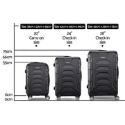 Wanderlite 3Set 20-24-28 Inch Luggage with TSA Lock Spinner Carry On Hard Shell Travel Suitcase Luggage Case Black-1