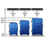 Wanderlite 3Set 20-24-28 Inch Luggage with TSA Lock Spinner Carry On Hard Shell Travel Suitcase Luggage Case Blue-1