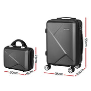 Wanderlite 2Set 20 Inch Luggage Case with 12 Inch Handheld Luggage Box Hard Shell Travel Suitcase TSA Lock Black-1