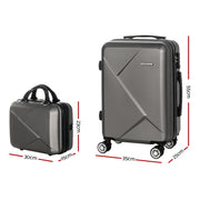 Wanderlite 2Set 20 Inch Luggage Case with 12 Inch Handheld Luggage Box Hard Shell Travel Suitcase TSA Lock Dark Grey-1