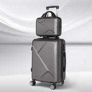 Wanderlite 2Set 20 Inch Luggage Case with 12 Inch Handheld Luggage Box Hard Shell Travel Suitcase TSA Lock Dark Grey-0