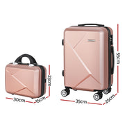 Wanderlite 2Set 20 Inch Luggage Case with 12 Inch Handheld Luggage Box Hard Shell Travel Suitcase TSA Lock  Rose Gold-1