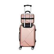 Wanderlite 2Set 20 Inch Luggage Case with 12 Inch Handheld Luggage Box Hard Shell Travel Suitcase TSA Lock  Rose Gold-2