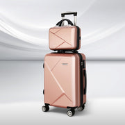 Wanderlite 2Set 20 Inch Luggage Case with 12 Inch Handheld Luggage Box Hard Shell Travel Suitcase TSA Lock  Rose Gold-0