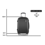 Wanderlite 20 Inch Luggage with Zipper Lock Carry On Hard Shell Travel Suitcase Luggage Case Black-1