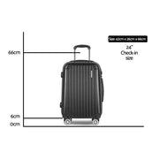 Wanderlite 24 Inch Luggage with TSA Lock Spinner Travel Suitcase Carry On Hard Shell Luggage Case Black-1