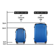 Wanderlite 20-28 Inch Luggage 2Set with TSA Lock Spinner Carry On Hard Shell Travel Suitcase Luggage Case Blue-1