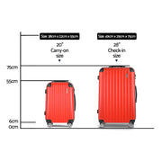 Wanderlite 20-28 Inch Luggage 2Set with TSA Lock Spinner Carry On Hard Shell Travel Suitcase Luggage Case Red-1