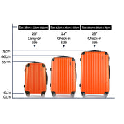 Wanderlite 20-24-28 Inch Luggage 3Set with TSA Lock Spinner Carry On Hard Shell Travel Suitcase Luggage Case Orange-1