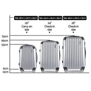 Wanderlite 20-24-28 Inch Luggage 3Set with TSA Lock Spinner Carry On Hard Shell Travel Suitcase Luggage Case Silver-1