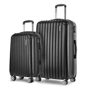 Wanderlite 20in 28in Luggage 2Set with Zipper Lock Carry On Hard Shell Travel Suitcase Luggage Case Black-2