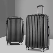 Wanderlite 20in 28in Luggage 2Set with Zipper Lock Carry On Hard Shell Travel Suitcase Luggage Case Black-0