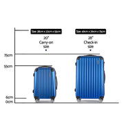 Wanderlite 2 Set Luggage 20-28 Inch with Zipper Lock Carry On Hard Shell Travel Suitcase Luggage Case Blue-1