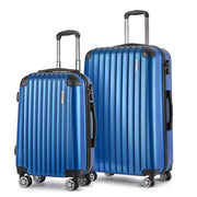 Wanderlite 2 Set Luggage 20-28 Inch with Zipper Lock Carry On Hard Shell Travel Suitcase Luggage Case Blue-2