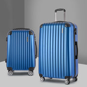 Wanderlite 2 Set Luggage 20-28 Inch with Zipper Lock Carry On Hard Shell Travel Suitcase Luggage Case Blue-0