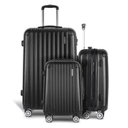 Wanderlite 3 Set Luggage 20-24-28 Inch with Zipper Lock Carry On Hard Shell Travel Suitcase Luggage Case Black-2