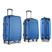 Wanderlite 3 Set Luggage 20-24-28 Inch with Zipper Lock Carry On Hard Shell Travel Suitcase Luggage Case Blue-2