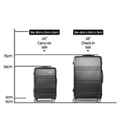 Wanderlite 2Set 20-28 Inch Luggage with TSA Lock Spinner Travel Suitcase Carry On Hard Shell Luggage Case Black-1