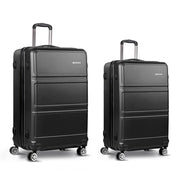 Wanderlite 2Set 20-28 Inch Luggage with TSA Lock Spinner Travel Suitcase Carry On Hard Shell Luggage Case Black-2