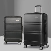 Wanderlite 2Set 20-28 Inch Luggage with TSA Lock Spinner Travel Suitcase Carry On Hard Shell Luggage Case Black-0