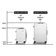 Wanderlite 20" 28" Luggage with TSA Lock Spinner Travel Suitcase Carry On Hard Shell Luggage Case White-1