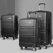 Wanderlite 3Set 20-24-28 Inch Luggage with TSA Lock Spinner Travel Suitcase Carry On Hard Shell Luggage Case Black-0