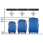 Wanderlite 3 Set Luggage 20-24-28 Inch with TSA Lock Spinner Hard Shell Travel Suitcase Luggage Organiser Case Blue-1