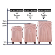 Wanderlite 3 Set Luggage 20-24-28 Inch Suitcase with TSA Lock Carry On Hard Shell Travel Luggage Organiser Case Pink-1