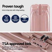 Wanderlite 3 Set Luggage 20-24-28 Inch Suitcase with TSA Lock Carry On Hard Shell Travel Luggage Organiser Case Pink-3