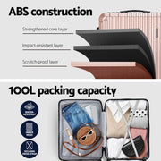 Wanderlite 28-inch Luggage Set with TSA Lock�ABS Hard Shell Travel Suitcase Organiser Luggage Case Rose Gold-3