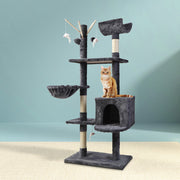 i.Pet Cat Tree 140cm Tower Scratching Post Scratcher Trees Toys Condo Bed Grey-0