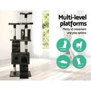 i.Pet Cat Tree 180cm Tower Scratching Post Scratcher Wood Condo House Toys Grey-2