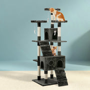 i.Pet Cat Tree 180cm Tower Scratching Post Scratcher Wood Condo House Toys Grey-0