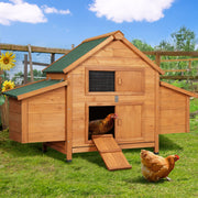 i.Pet Chicken Coop Rabbit Hutch 150cm x 68cm x 96cm Large Chicken Coop House Run Cage Wooden-0