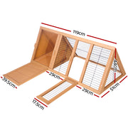 i.Pet Rabbit Hutch Chicken Coop 119cm x 51cm x 44cm Chicken Coop Large Run Wooden Cage Outdoor-1