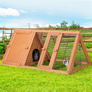 i.Pet Rabbit Hutch Chicken Coop 119cm x 51cm x 44cm Chicken Coop Large Run Wooden Cage Outdoor-0