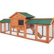 i.Pet Chicken Coop Rabbit Hutch 220cm x 44cm x 84cm Large Chicken Coop Run Wooden Outdoor Cage House-2