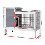 i.Pet Rabbit Hutch Chicken Coop 97cm x 49cm x 86cm Chicken Coop Large Run Wooden Outdoor Cage House-1