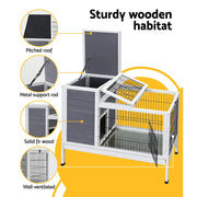 i.Pet Rabbit Hutch Chicken Coop 97cm x 49cm x 86cm Chicken Coop Large Run Wooden Outdoor Cage House-4