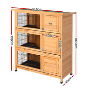 i.Pet Rabbit Hutch Chicken Coop 91.5cm x 46cm x 116.5cm Chicken Coop Large House Cage Run Wooden Outdoor-1