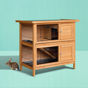 i.Pet Rabbit Hutch Chicken Coop 91.5cm x 45cm x 82cm Chicken Coop Large Wooden House Run Cage-0